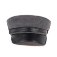 thumbnail image 5 of Gorras militares unisex con visera de cuero negra/gris oscuro más nuevas para hombres, mujeres, estudiantes, gorras planas ajustadas azul marino Drake, venta al por mayor, 5 of 5