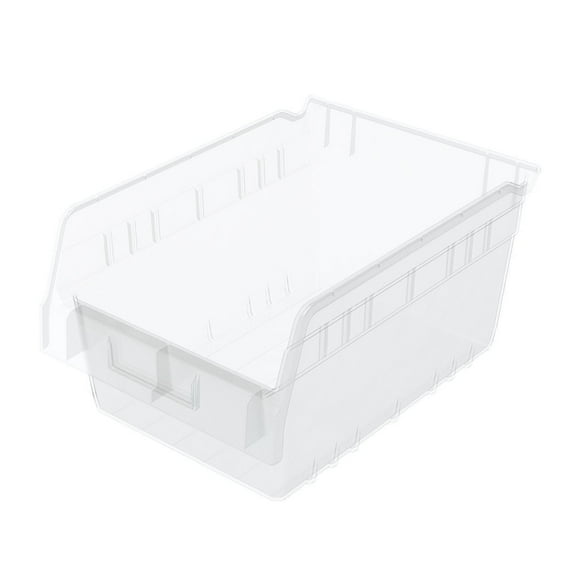 Akro-Mils 30080 Plastic Nesting ShelfMax Storage Bin Box, (12-Inch x 8-Inch x 6-Inch), Clear, (8-Pack)