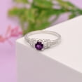 thumbnail image 5 of 5 MM Round Shape Natural Amethyst 925 Sterling Silver Blossom Design Valentines Day Gifts Ring, 5 of 7