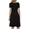 thumbnail image 4 of Summer Dresses for Women Under $10 Fashion Dress Solid Casul V-Neck Knee-Length Short Sleeve Long Dress, 4 of 6