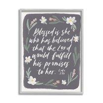 Stupell Industries Floral Religious Verse Calligraphy Script Botanical Border Graphic Art Gray Framed Art Print Wall Art, Design by Amanda Houston