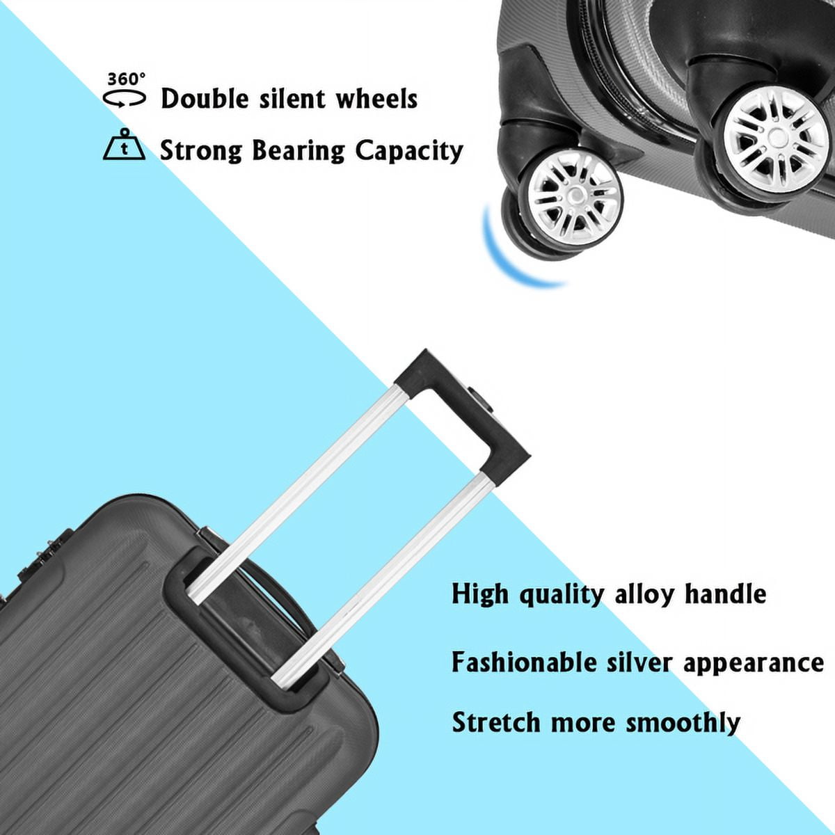 Cotinse Luggage Set Suitcase,3-In-1 Multifunctional Large Capacity Traveling Storage Suitcase Luggage Set,Dark Gray