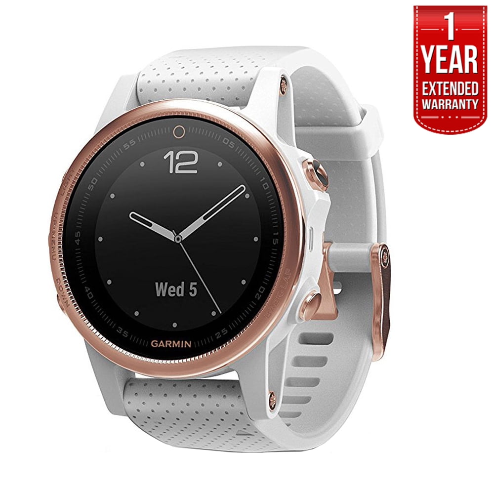 Garmin Fenix 5S 42mm Multisport GPS Watch Rose Goldtone Sapphire with White Band (010-01685-16) + 1 Year Extended... by Garmin