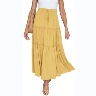 Pleated Long Skirts for Women A Line Asymmetrical Mesh Fluffy Layered ...