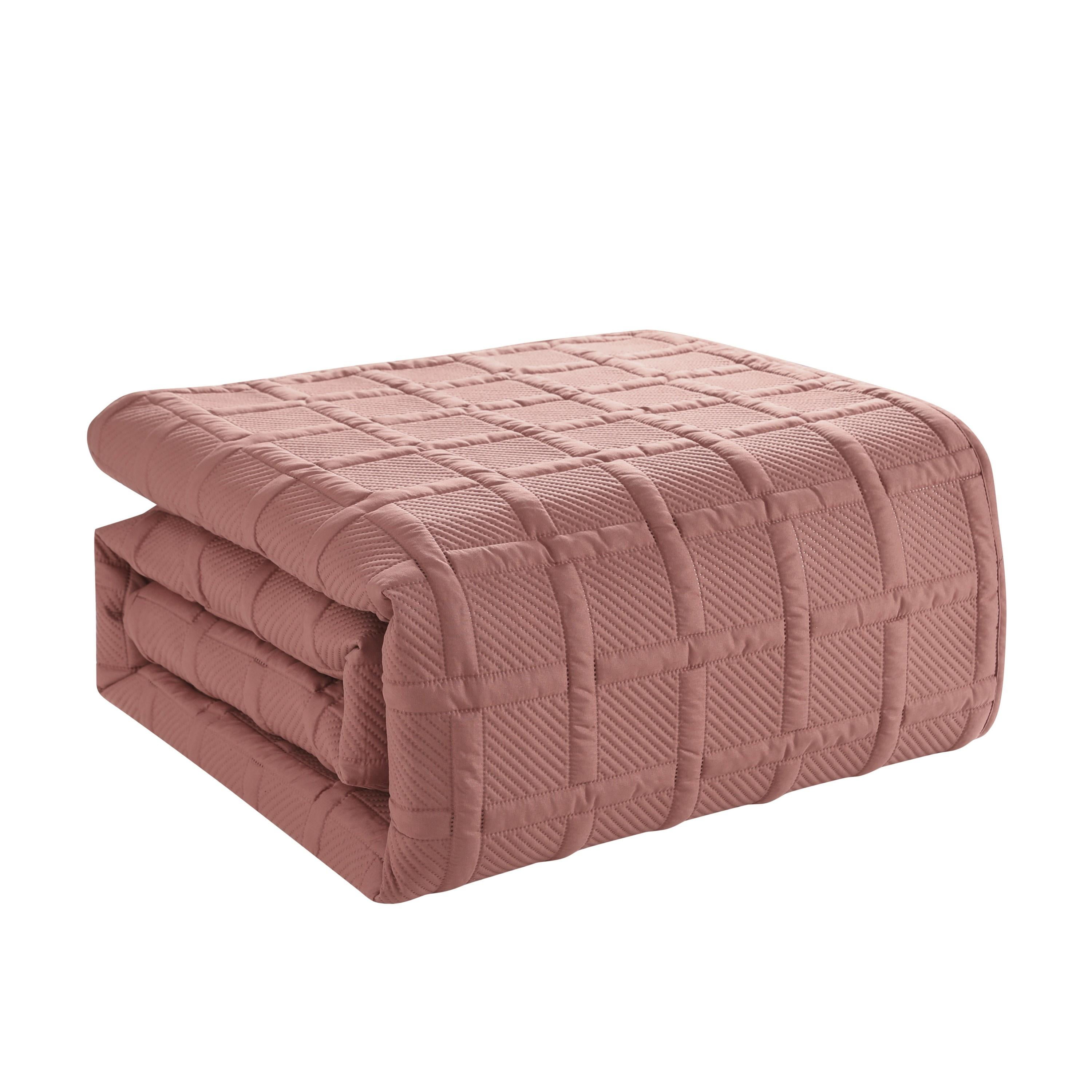 VCNY Home Square 3-Piece Rose Textured Grid Pinsonic Quilt Set, King, Adult, Unisex