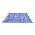 thumbnail image 2 of Ahgly Company Machine Washable Indoor Round Abstract Blue Contemporary Area Rugs, 3' Round, 2 of 4