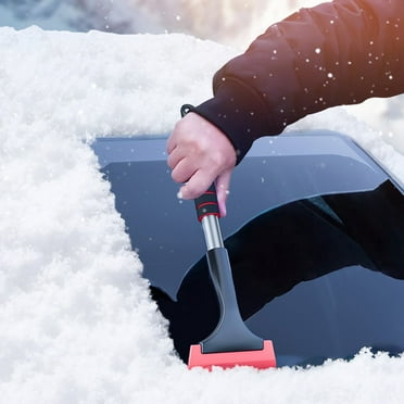WIZUTIZ Car Snow Brush & Ice Scraper Extendable Car Squeegee for Car Window Soft Foam Grip Hangable Space-Saving 37cm 360°Pivoting Brush Head Effortless Clean Mirrors Red
