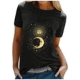 thumbnail image 2 of Pntutb - Camiseta con estampado de estrellas y sol para mujer, blusa con cuello redondo, camisetas de manga corta Pntutb Pntutb-7875, 2 of 7