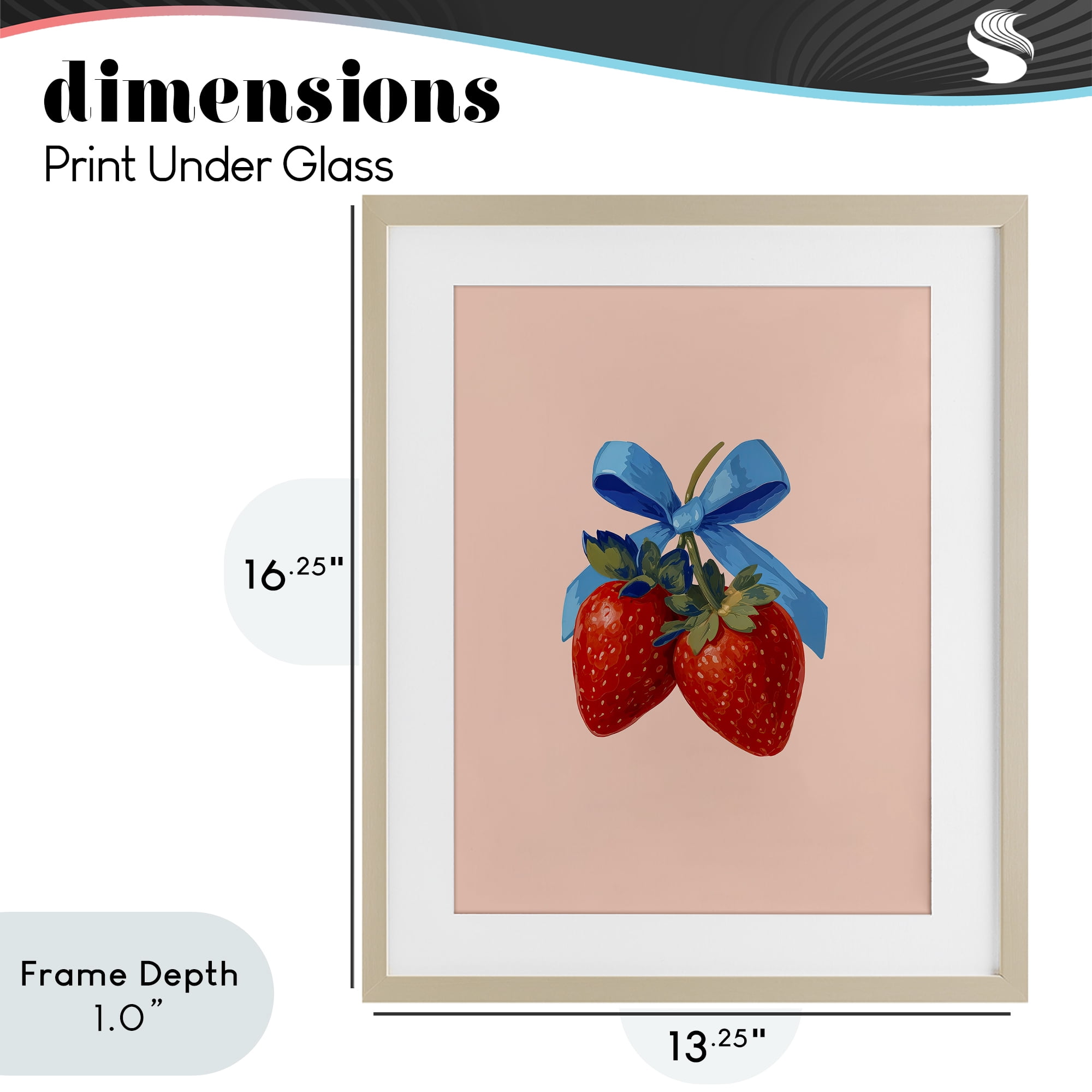 Stupell Industries Strawberry Pair with Blue Bow Birch Framed Print Under Glass, design by Imagine It Images