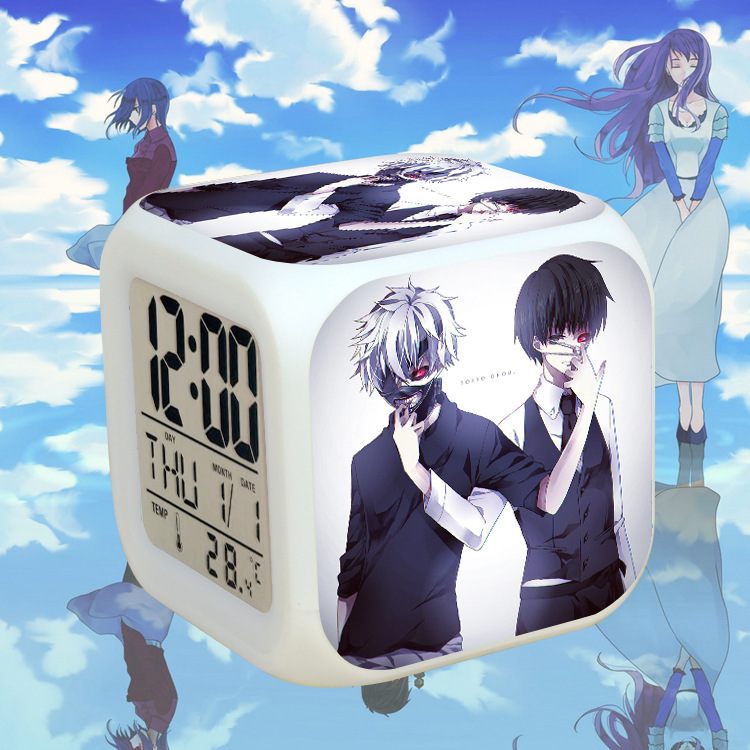 SHUNVC Anime Alarm Clock 7 Colors LED Square Clock Digital Alarm Clock