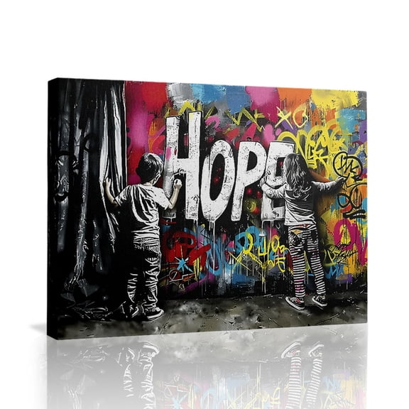 Graffiti Hope Kids Canvas Wall Art (Urban Inspirational Tone) Ready to Hang for Living Room