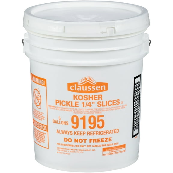 CLAUSSEN Kosher Smooth 1/4" Cut Pickle Chips, 5 gal. Pail