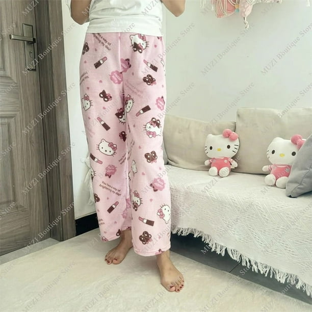 Halloween Sanrio Hello Kitty Pajama Pants Cartoon Soft Fabric Warm