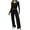 Black, variant on Womens Track Suits 2 Piece Set Button Up Long Sleeve Tops and Drawstring Waist Pants Matching Going Out Sets Airport Travel Outfit