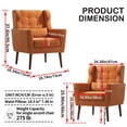 thumbnail image 6 of SESSLIFE Classic Orange Leather Upholstered Accent Arm Chair Soft Barrel Club Chairs for Living Room Comfy Single Sofa Office Guest Chatting Chair with Solid Wood Legs and Nailhead for Bedroom, 6 of 6