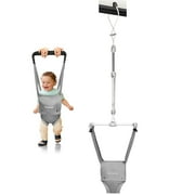 2 in 1 Baby Door Jumper, Adjustable Strap and Seat for 6-24 Months Infant Toddler, Grey
