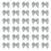 Uxcell 100 Pcs Mini Silver Tone Ribbon Bows with Pearl 1" Ribbon Flowers Appliques for Crafts DIY Hair Bows Sewing Wedding Party Christmas Decoration