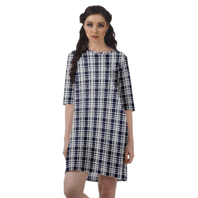 Moomaya Robe T-Shirt Courte Droite en Georgette Mousse pour Femmes Vêtements Grande Taille