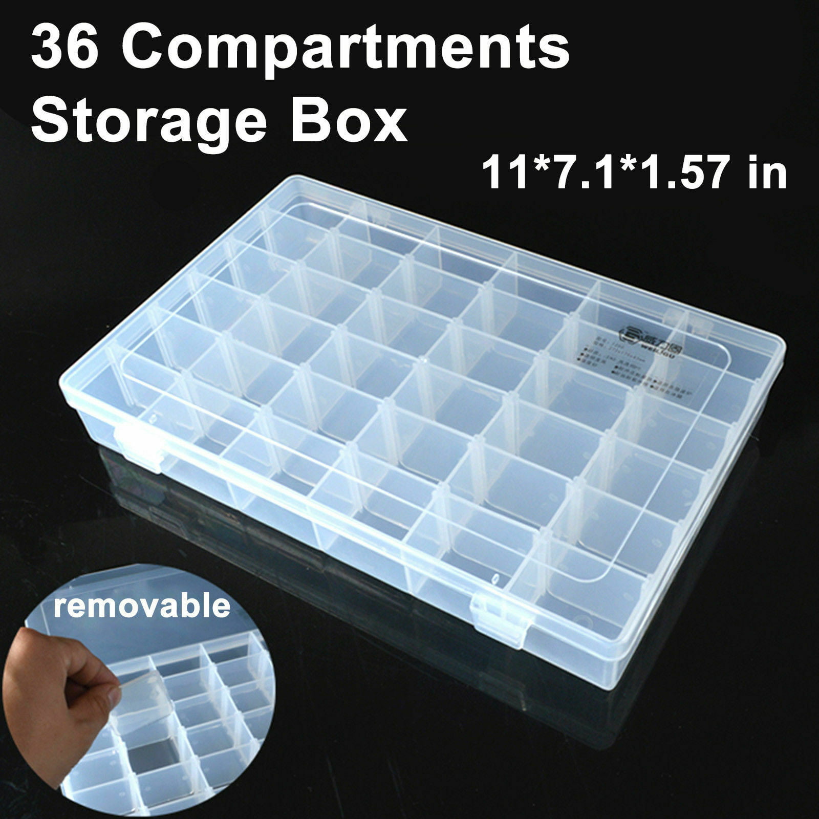 36 Compartments Clear Plastic Storage Box Jewelry-Bead Screw Organizer Container