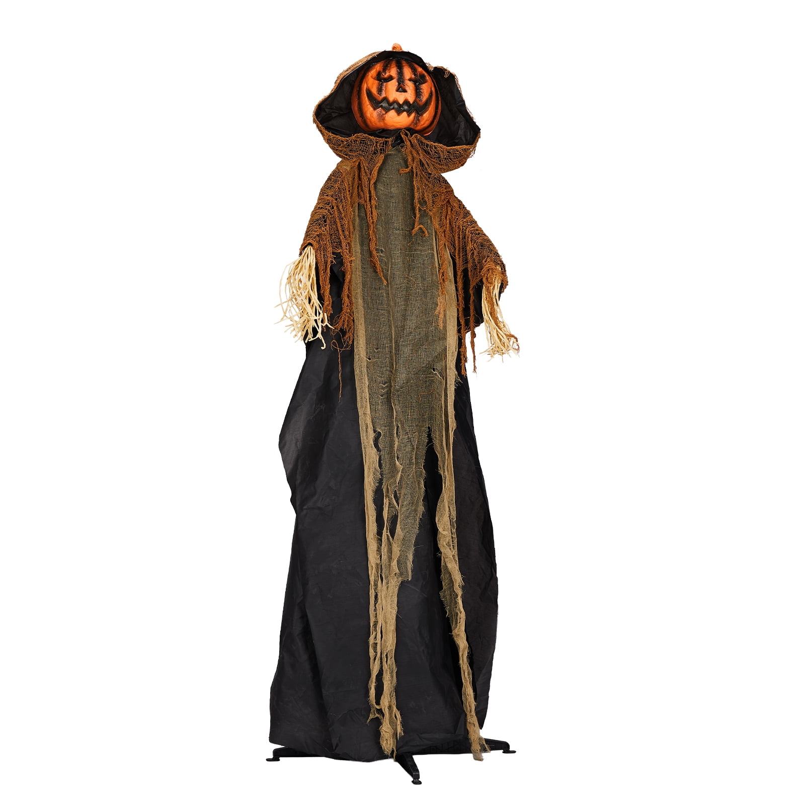 5.8ft Halloween Decorations Outdoor Life Size Animatronics Pumpkin Ghost, Sound-Actived Party Decor with Creepy Sound, Scary Haunted House Props for Garden Yard Lawn