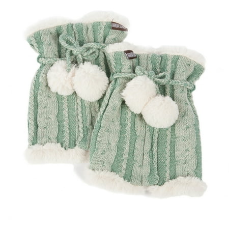 MUK LUKS Scandinavian Boot Sweaters with Faux Fur Poms