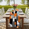 thumbnail image 4 of Table Runners 72 Inches Long Dress Scarves, Burnt Orange Black Geometric Farmhouse Kitchen/Dining Table Runner, Coffee Tablerunners, Modern Abstract Art Block 18x72 Inch, 4 of 9