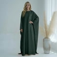 thumbnail image 2 of Dresses for Women Ramadan Satin Prayer Dress Batwing Long Sleeve Middle East Arabian Abaya Dresses/Dark Green/L, 2 of 4