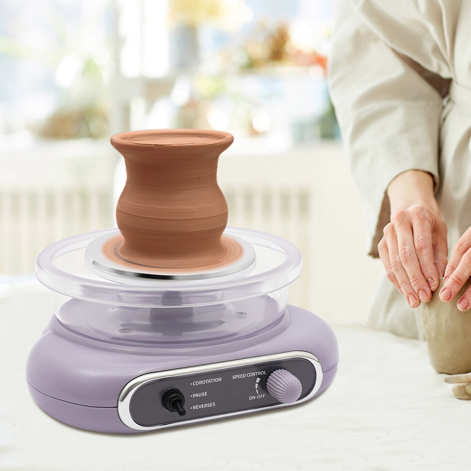 24W Taro Grey Electric Adjustable Speed Pottery Machine Mini Pottery Wheel Machine Kit with Pedal Switch