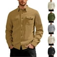 thumbnail image 2 of ZCFZJW Men's Corduroy Shirts Casual Western Long Sleeve Button Down Shacket Jackets with 2 Flap Pocket Loose Regular Fit Casual Work Shirt Tops Gray XL, 2 of 9