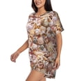 thumbnail image 2 of "Wukai Colorful Seashells Women's Pajama Set - Short-Sleeve Top and Shorts with Elastic Waistband and Pockets for Loungewear, Yoga, and Casual Wear-Small, 2 of 8