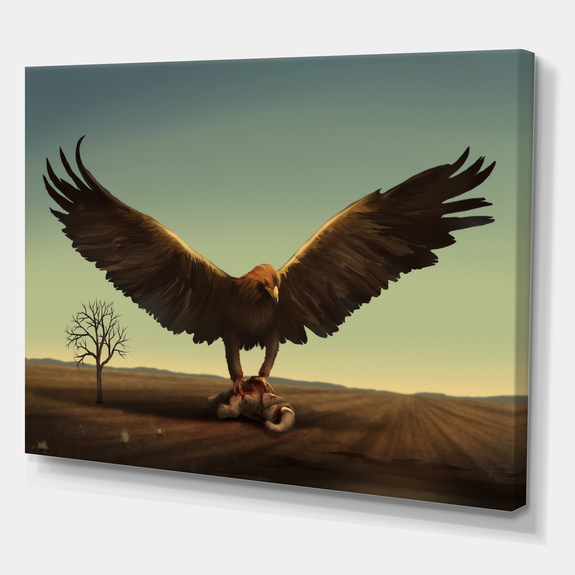 Designart ' Open Wings Roc Bird in Wild ' Farmhouse Canvas Wall Art Print