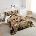 thumbnail image 4 of Rustic Cabin Bedding Jungle Bears Comforter Set Country Nature Duvet Insert Bear Paw Print Moose Butterlfy Fish Quilt with 1 Pillow Sham Vintage Mountain Pine Tree Warm,Twin, 4 of 5