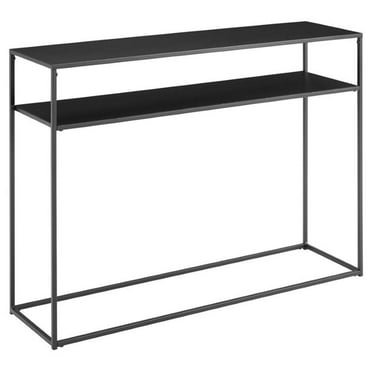 Bowery Hill Narrow Modern Steel Metal Console Table in Matte Black