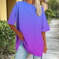 thumbnail image 5 of Womens Tops Plus Size Clearance! Xunlbb Women's Oversized Round Neck Short Sleeved Solid Summer Base Shirt Sports T-shirt Tops ,T-shirt Tunic Tops Purple 3, 5 of 8