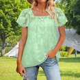 thumbnail image 3 of Tops De Encaje Tops de encaje para mujer, tops de verano con cuello cuadrado a la moda para ir de compras (verde L) Ygjytge para Mujer Verde T XXL, 3 of 6