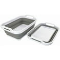 thumbnail image 2 of SAMMART Collapsible Tub - Foldable Dish Tub - Portable Washing Basin - Space Saving Plastic Washtub (Size S, White/Grey (Set of 2)), 2 of 14