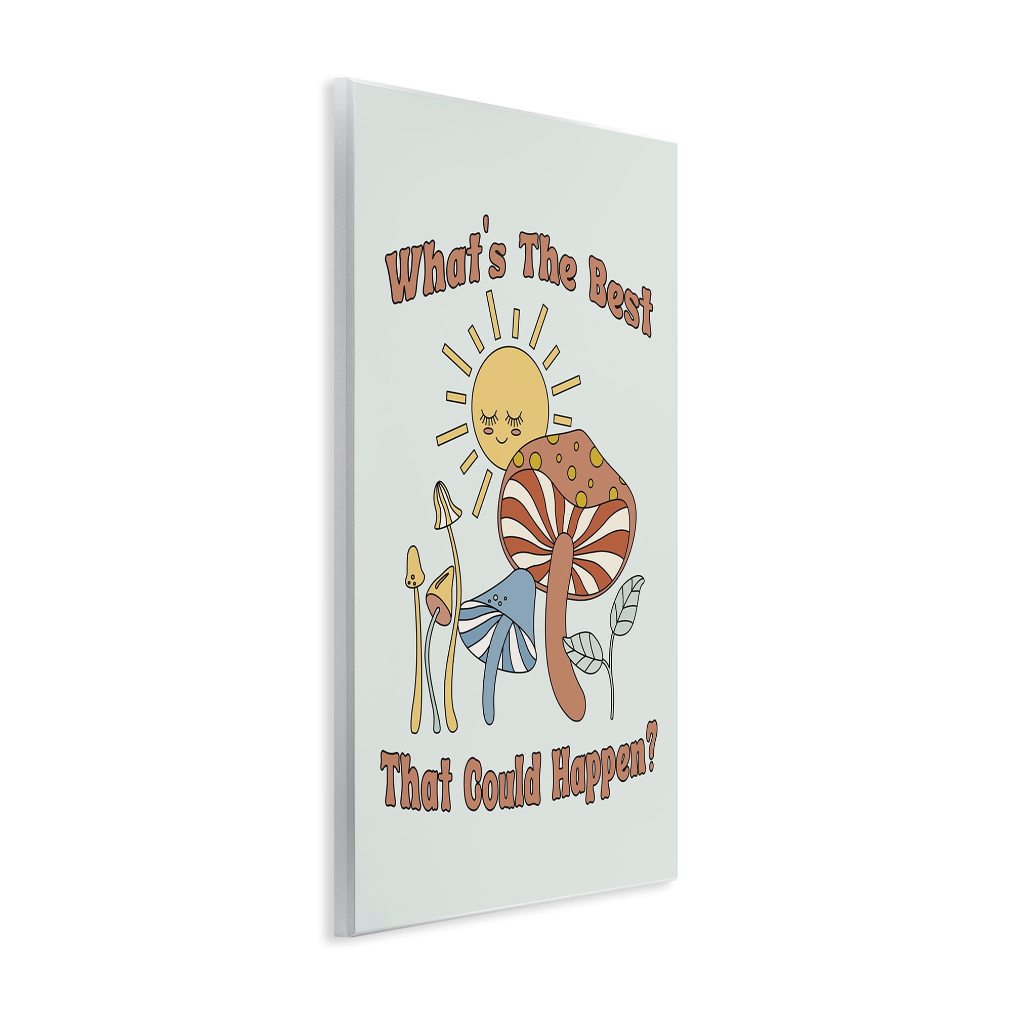 Stupell Industries Positivity Vibes with Mushrooms Plants & Flowers Painting Unframed Art Print Wall Art, 13 x 19