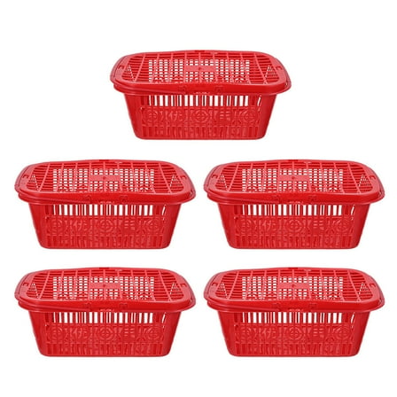 LOLIPPYY Set of 5 Red Plastic Berry Baskets for Fruit Storage and Organization