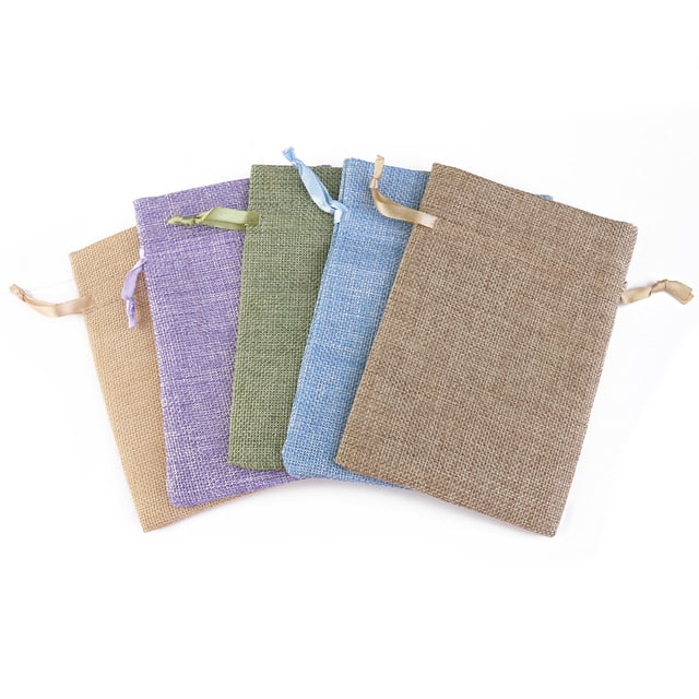 5pcs Jardín de lino natural de bolsos de lazo bolsa de favores / Partes / Crafting