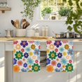 thumbnail image 4 of Retro Bohemia Floral Kitchen Towels Set of 2, Blue Purple Flowers Boho Style Beige Absorbent Dish Towels for Kitchen, Microfiber Hand Towel, Quick Drying Tea Towel for Cleaning Decorative Dishcloths, 4 of 7
