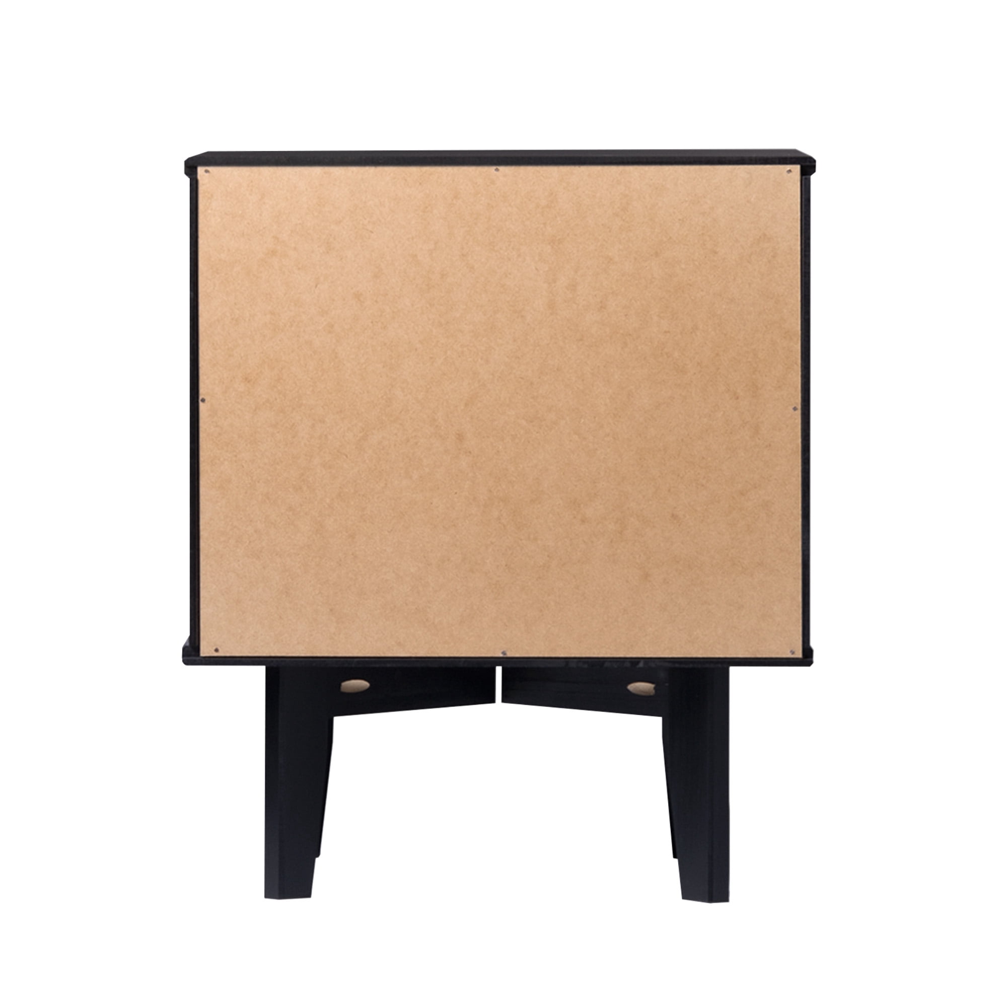 Walker Edison 2-Drawer Groove Handle Solid Wood Nightstand – Black