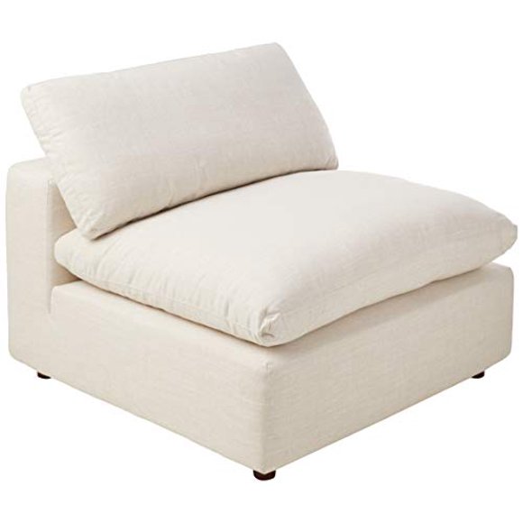 Modway Commix Down-Filled Overstuffed Upholstered Sectional Sofa Armless Chair in Beige