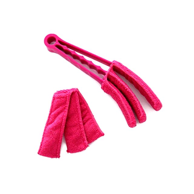Wosthever Cepillo de limpieza de polvo del obturador del aire acondicionado Mango de PP Cepillos de sombra de ventana reutilizables Herramientas con paño Suministros de limpieza para el hogar rojo Wosthever HA059677-03