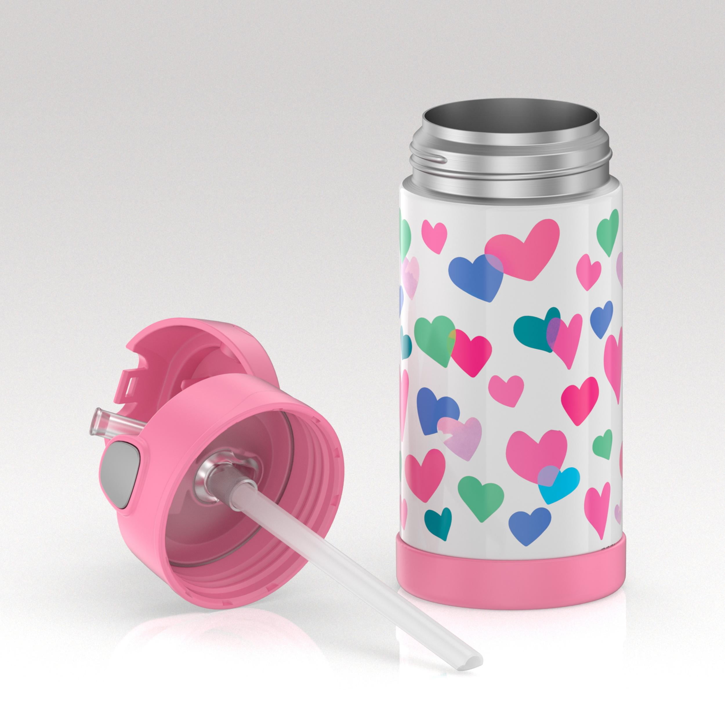 Thermos 12oz FUNtainer Water Bottle Rose Gold Pink White Glitter