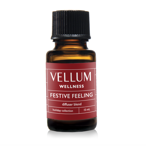 Vellum Wellness Diffuseur de Vacances à Sensation Festive / Aromathérapie Chaude et Joyeuse avec Mandarine et Cannelle, Soulagement du Stress, 15 m