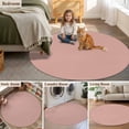 thumbnail image 6 of Pink Pure Color Round Area Rugs Collection 4', Aesthetics Contemporary Luxury Non Slip Indoor Circular Throw Runner Rug Floor Mat Carpet for Living Room Dining Table Bedroom Nursery, 6 of 9