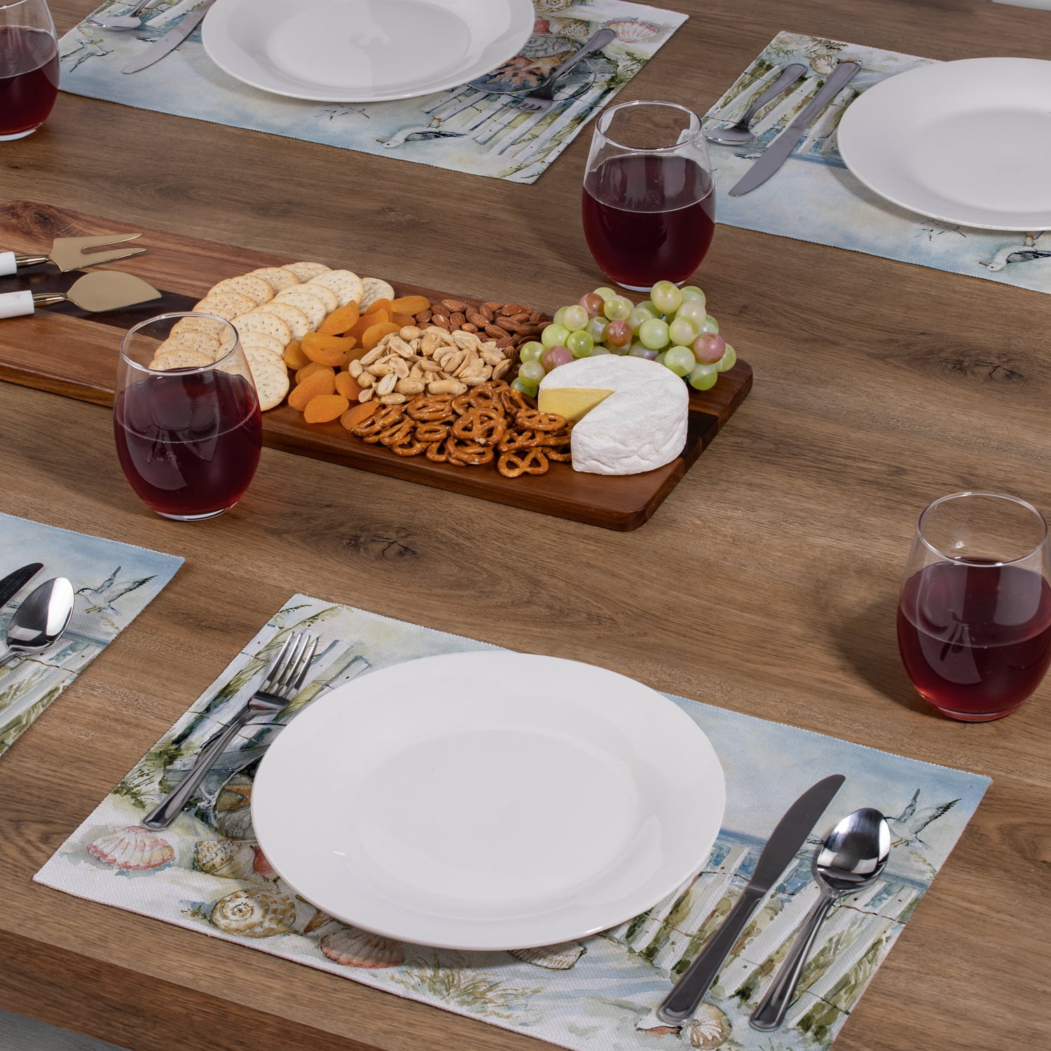 Highland Home "Coastal View" 4-Pack Cotton Blend Washable Placemats