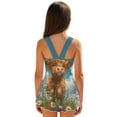 thumbnail image 2 of COEQINE Girls Tank Neck One Piece Swimsuit, V-Back Wide Strap Bathing Suit with Skirt for Kids 12-13 Years, Hawaiian Beach Swim Wear Dress Up for Girls, Cute Highland Cow Daisy, 2 of 8