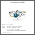 thumbnail image 5 of Gem Stone King 1.22 Cttw Sky Blue Aquamarine and London Blue Topaz and Lab Grown Diamond 2-Stone Women Crossover Ring | 925 Silver and 10K Yellow Gold | Wedding Engagement Promise Ring | Size 8, 5 of 5