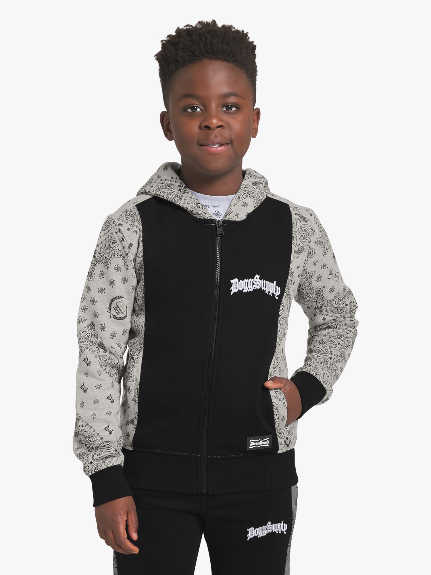 Dogg Supply by Snoop Dogg Little Boys & Big Boys Bandana Print Zip Front Hoodie, Sizes 4-18